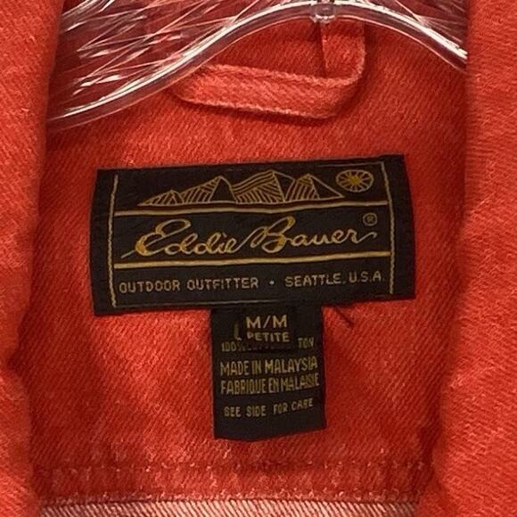 ❤️ Eddie Bauer Womens M Petite Red Denim Trucker Jacket Vintage Seattle ❤️ - Picture 8 of 9